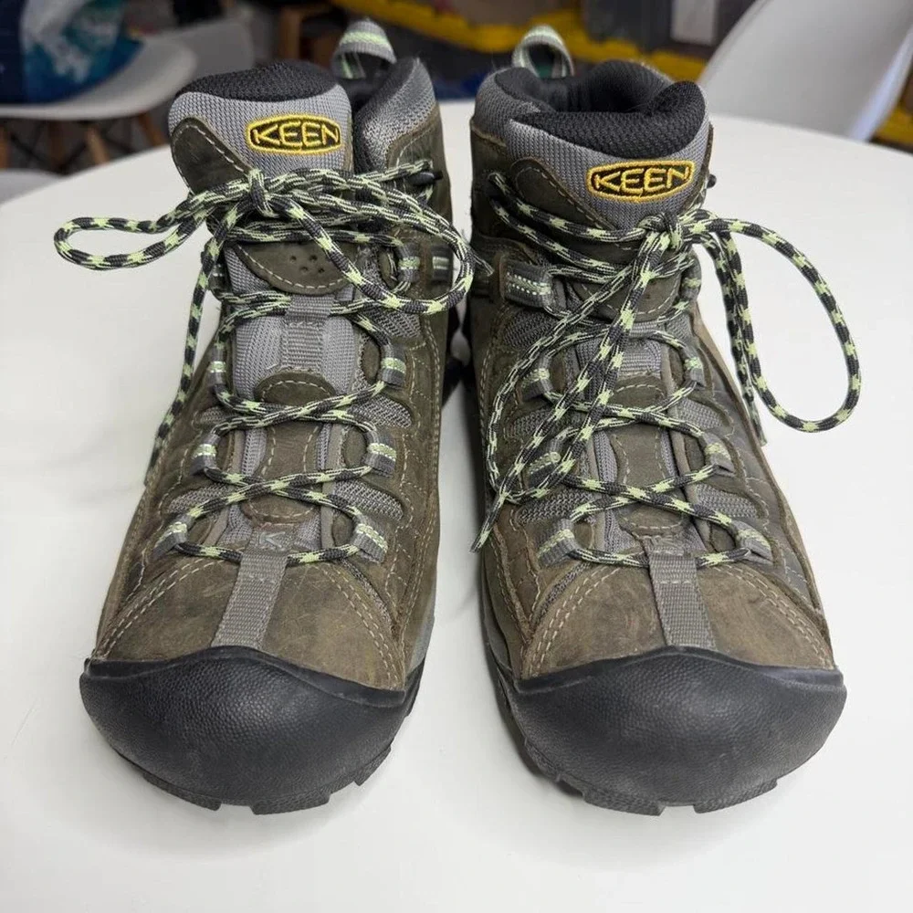 KEEN Targhee II Mid Waterproof Hiking Boots Olive Leather Trail Shoes Women's